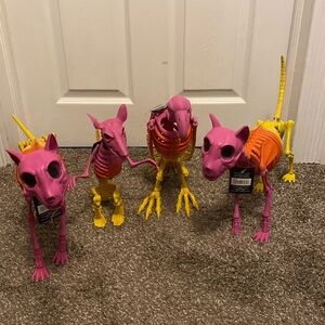 Ashland Halloween Hippie Hallow Skeleton Animals Buzzard Rat 2 Cats Decor NWT